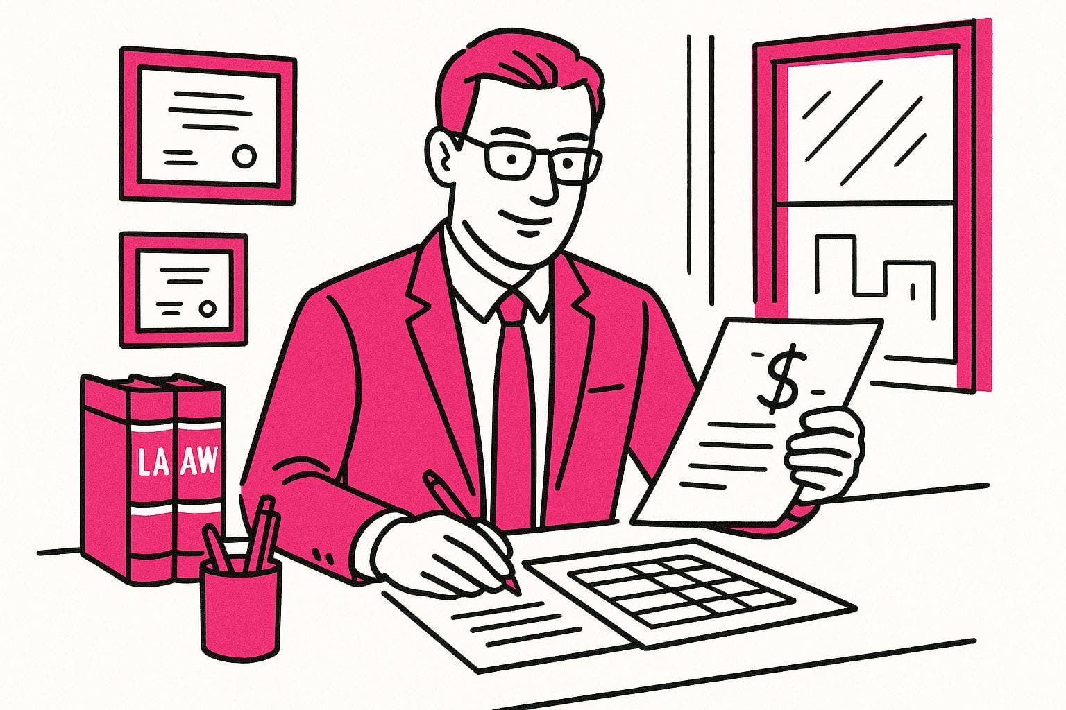 Lawyer with financial records in Texas